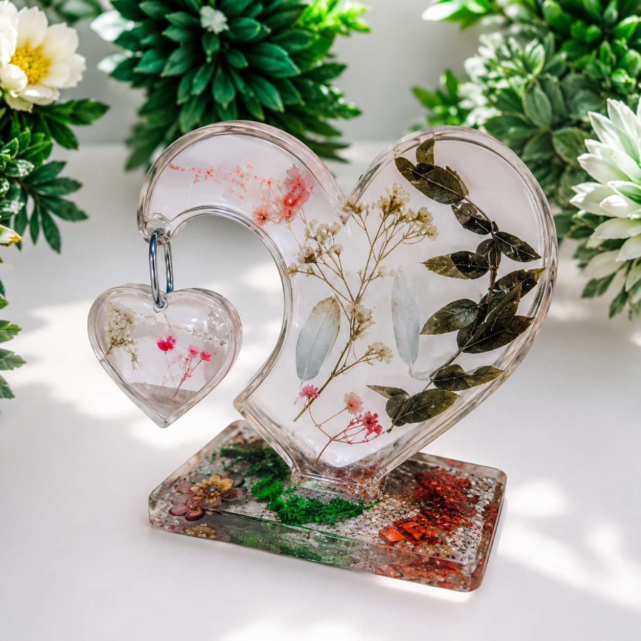 Personalized heart on a stand with photos and QR code. Words can also be added should you like - Image 2
