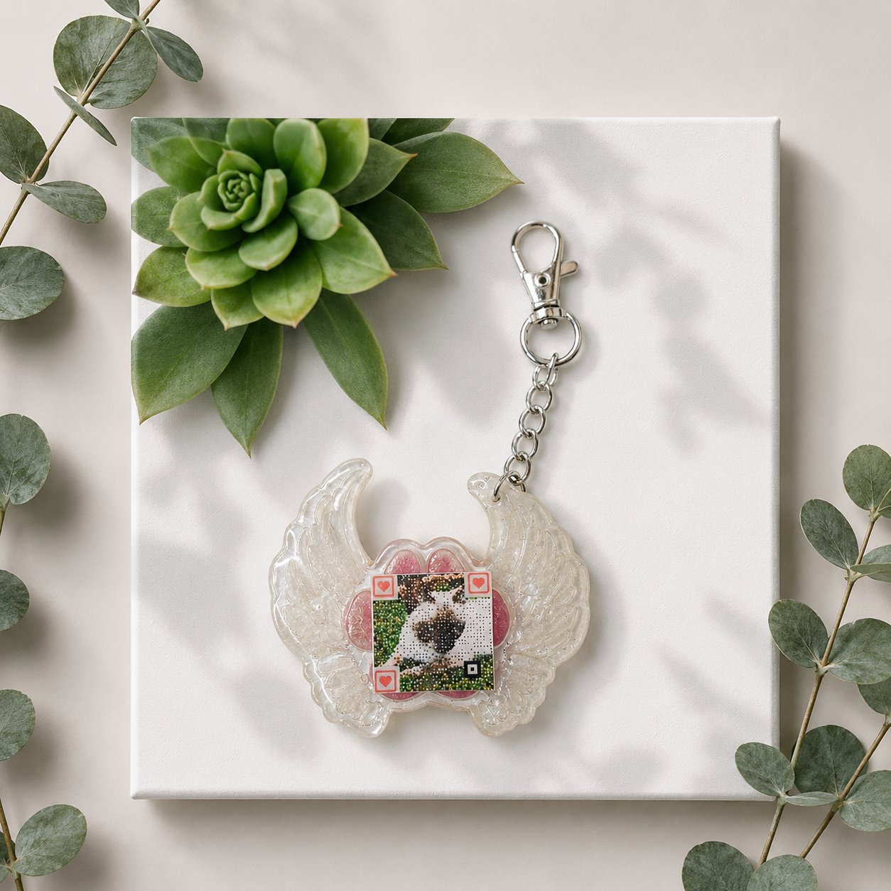 Angel wings with paw Keychain